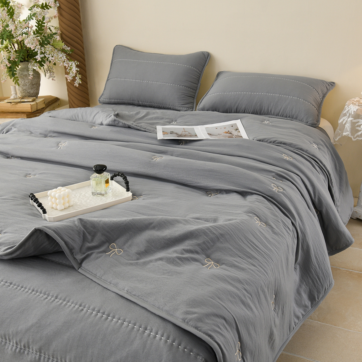 91家纺网 家纺一手货源 找家纺 （总）推推家纺 2026新款水洗棉床盖夏被四件套