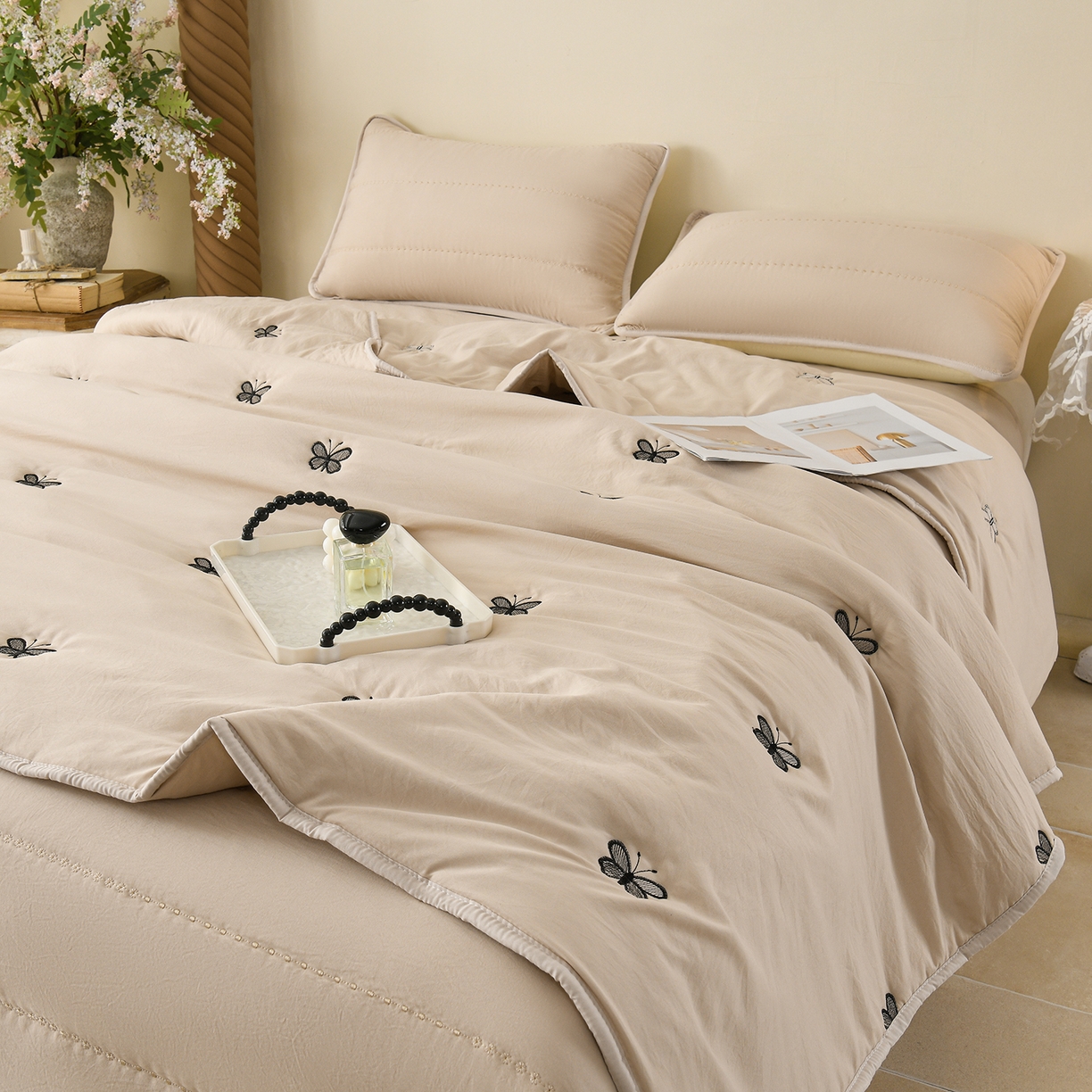 91家纺网 家纺一手货源 找家纺 （总）推推家纺 2026新款水洗棉床盖夏被四件套