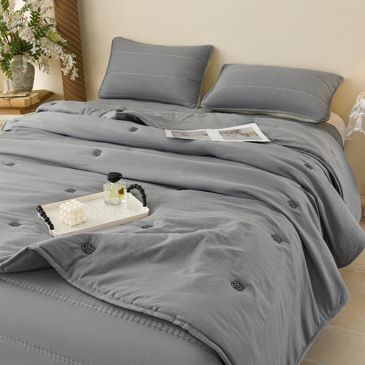 91家纺网 家纺一手货源 找家纺 （总）推推家纺 2026新款水洗棉床盖夏被四件套