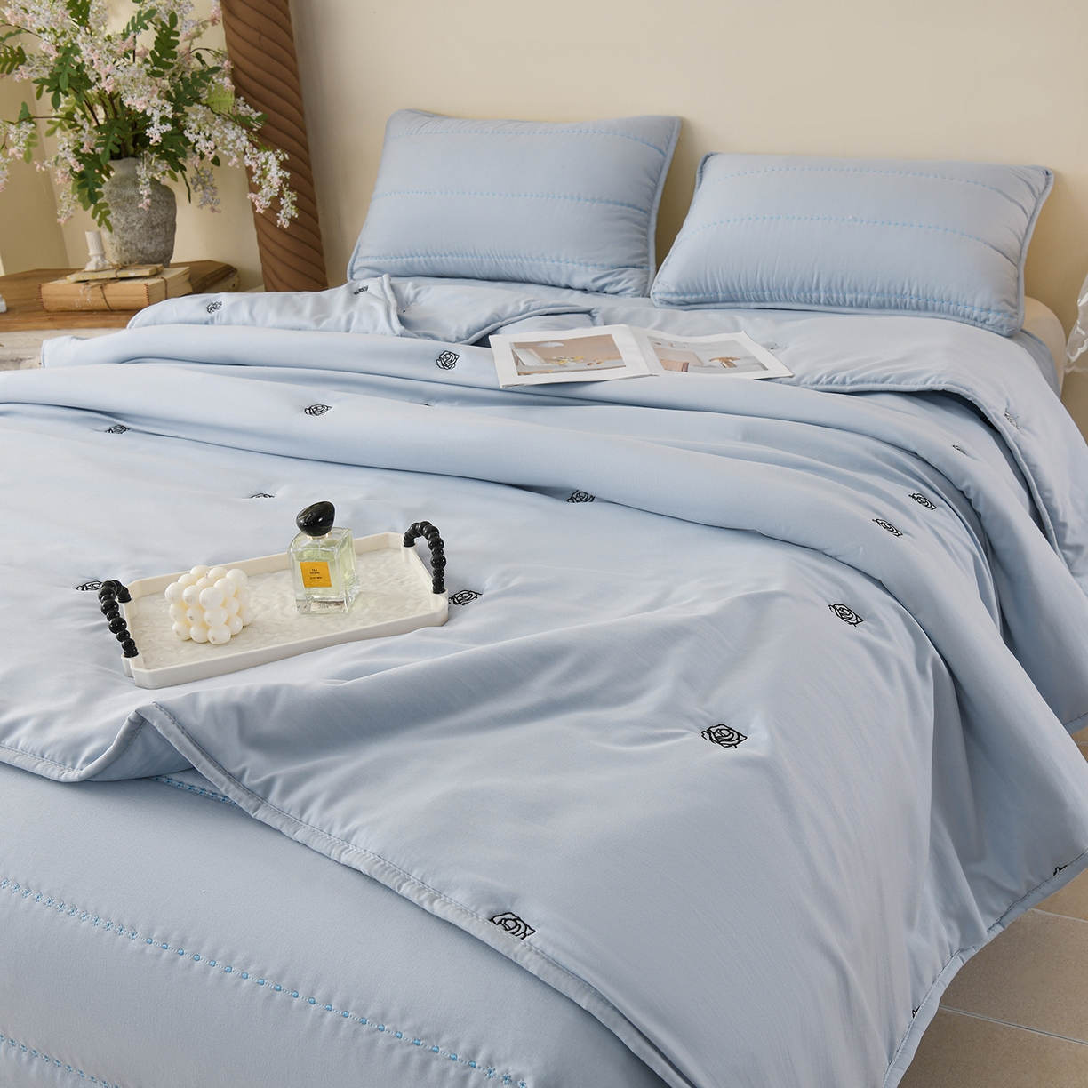 91家纺网 家纺一手货源 找家纺 （总）推推家纺 2026新款水洗棉床盖夏被四件套