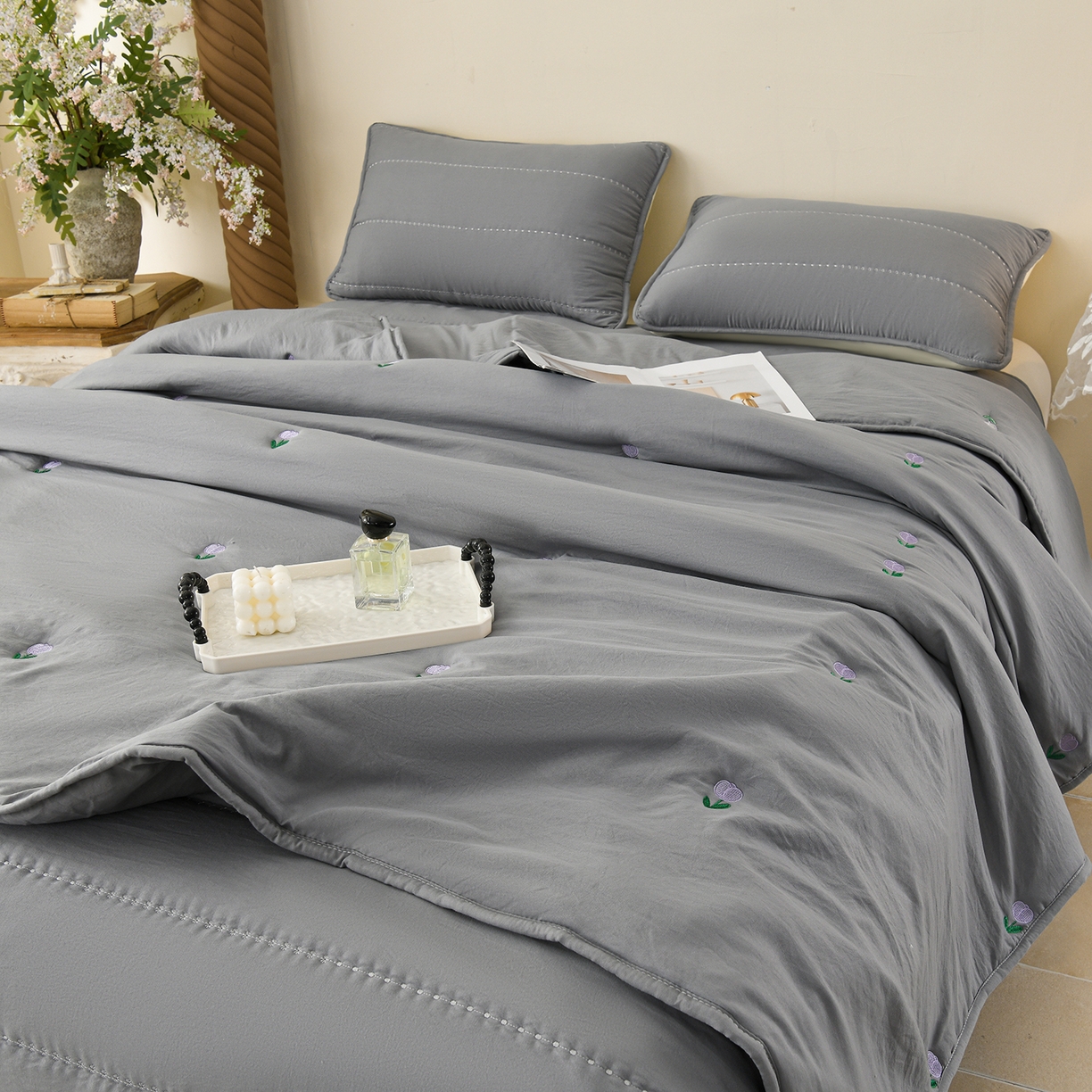 91家纺网 家纺一手货源 找家纺 （总）推推家纺 2026新款水洗棉床盖夏被四件套