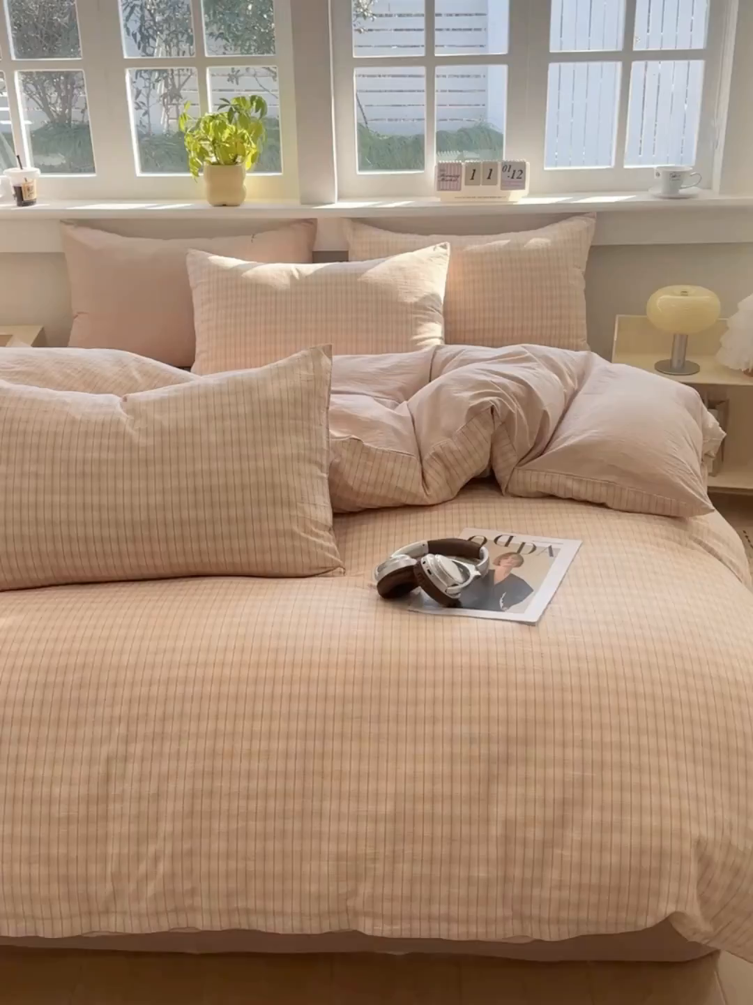 91家纺网 家纺一手货源 找家纺 梦依依 2026新款全棉色织水洗棉拉链款单品被套 柠檬卡其