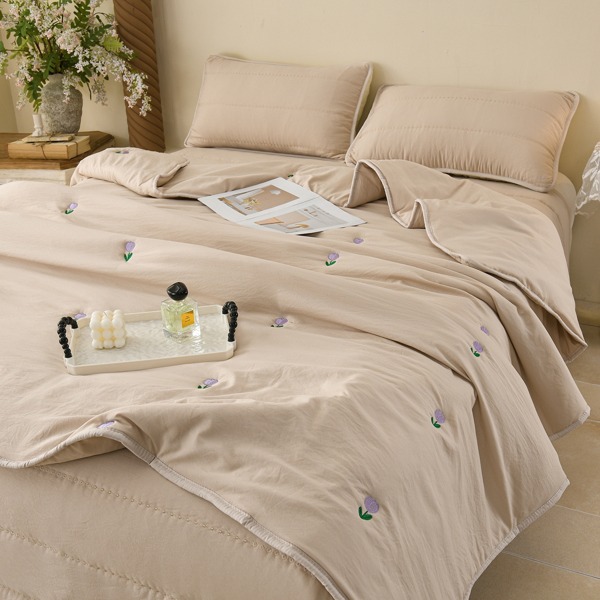 91家纺网 家纺一手货源 找家纺 （总）推推家纺 2026新款水洗棉床盖夏被四件套