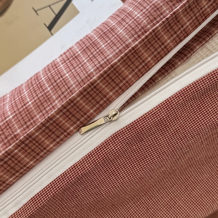 91家纺网 家纺一手货源 找家纺 梦依依 2026新款全棉色织水洗棉拉链款单品被套 晚晴红