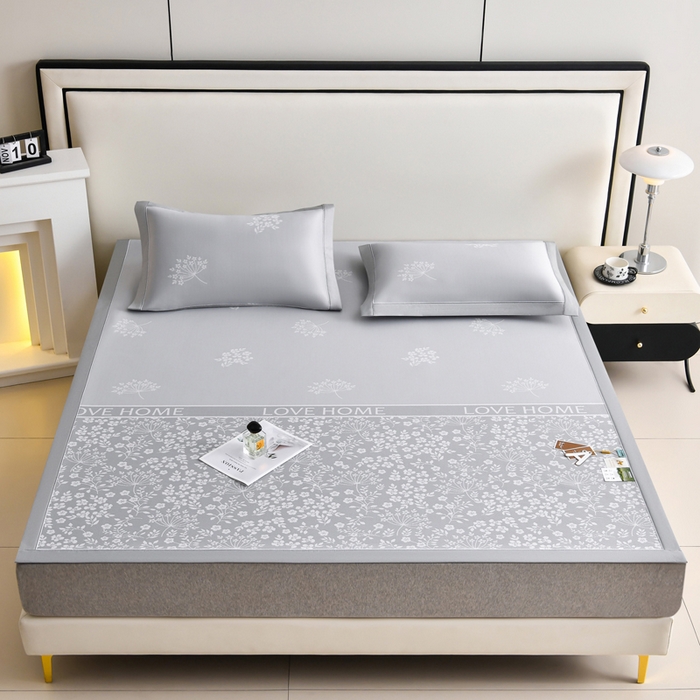 91家纺网 家纺一手货源 找家纺 （总）小牛席业 2026春夏新款【实拍风格】PE凉感小碎花提花冰丝席