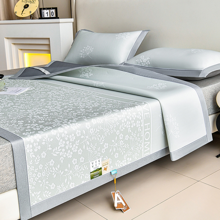 小牛席业 2026春夏新款【实拍风格】PE凉感小碎花提花冰丝席 抹茶