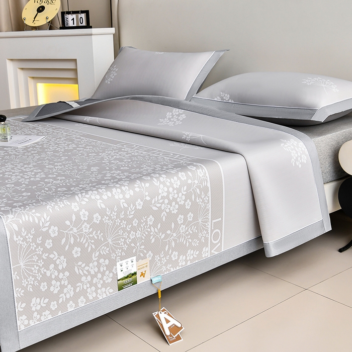 小牛席业 2026春夏新款【实拍风格】PE凉感小碎花提花冰丝席 香槟