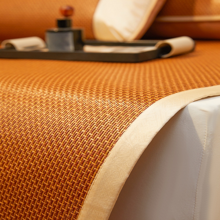 91家纺网 家纺一手货源 找家纺 大元 2026新款凉席刺绣艾草藤席 刺绣款-步步高