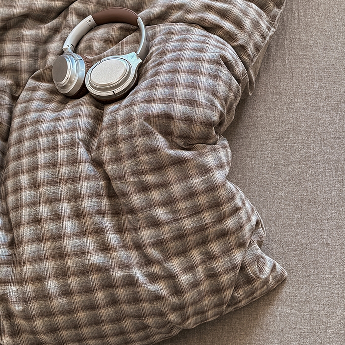 91家纺网 家纺一手货源 找家纺 梦依依 2026新款全棉色织水洗棉拉链款单品被套 云岫兰咖