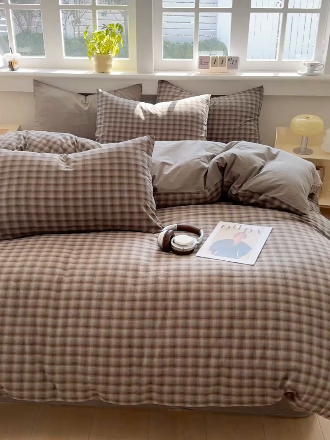 91家纺网 家纺一手货源 找家纺 梦依依 2026新款全棉色织水洗棉拉链款单品被套 云岫兰咖