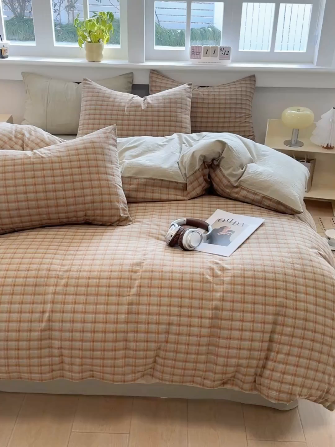 91家纺网 家纺一手货源 找家纺 梦依依 2026新款全棉色织水洗棉拉链款单品被套 云岫绿咖