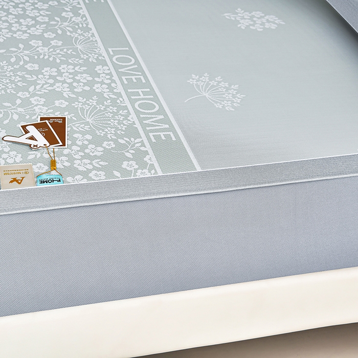 91家纺网 家纺一手货源 找家纺 小牛席业 2026春夏新款【实拍风格】PE凉感小碎花提花冰丝席凉席席子（床笠款） 抹茶