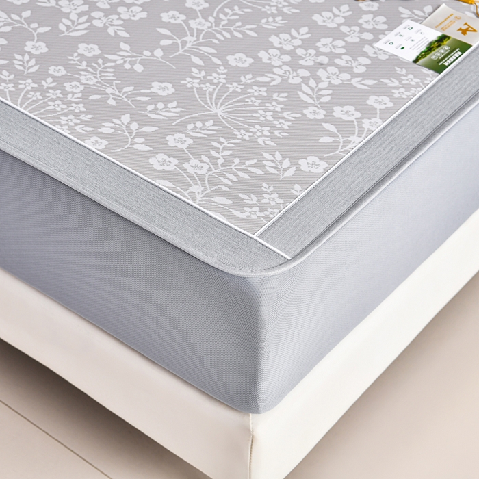 91家纺网 家纺一手货源 找家纺 小牛席业 2026春夏新款【实拍风格】PE凉感小碎花提花冰丝席凉席席子（床笠款） 香槟