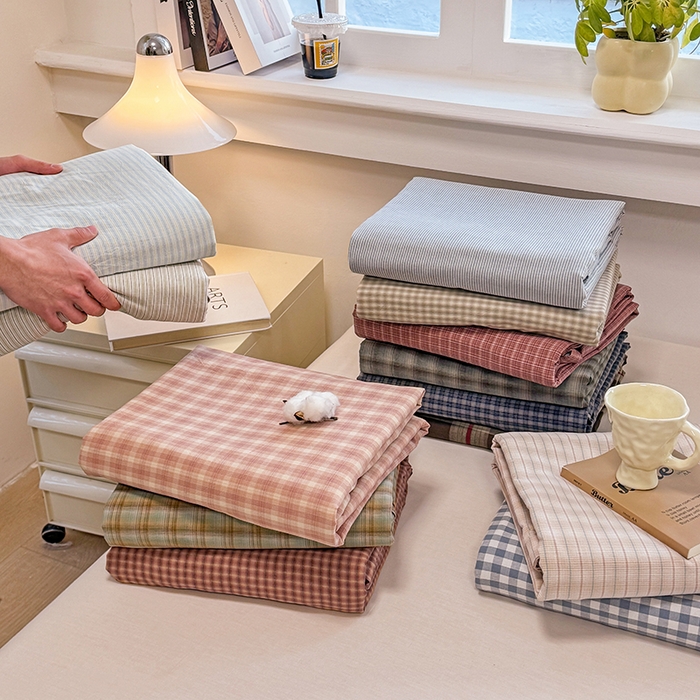 91家纺网 家纺一手货源 找家纺 梦依依 2026新款全棉色织水洗棉拉链款单品被套 组合