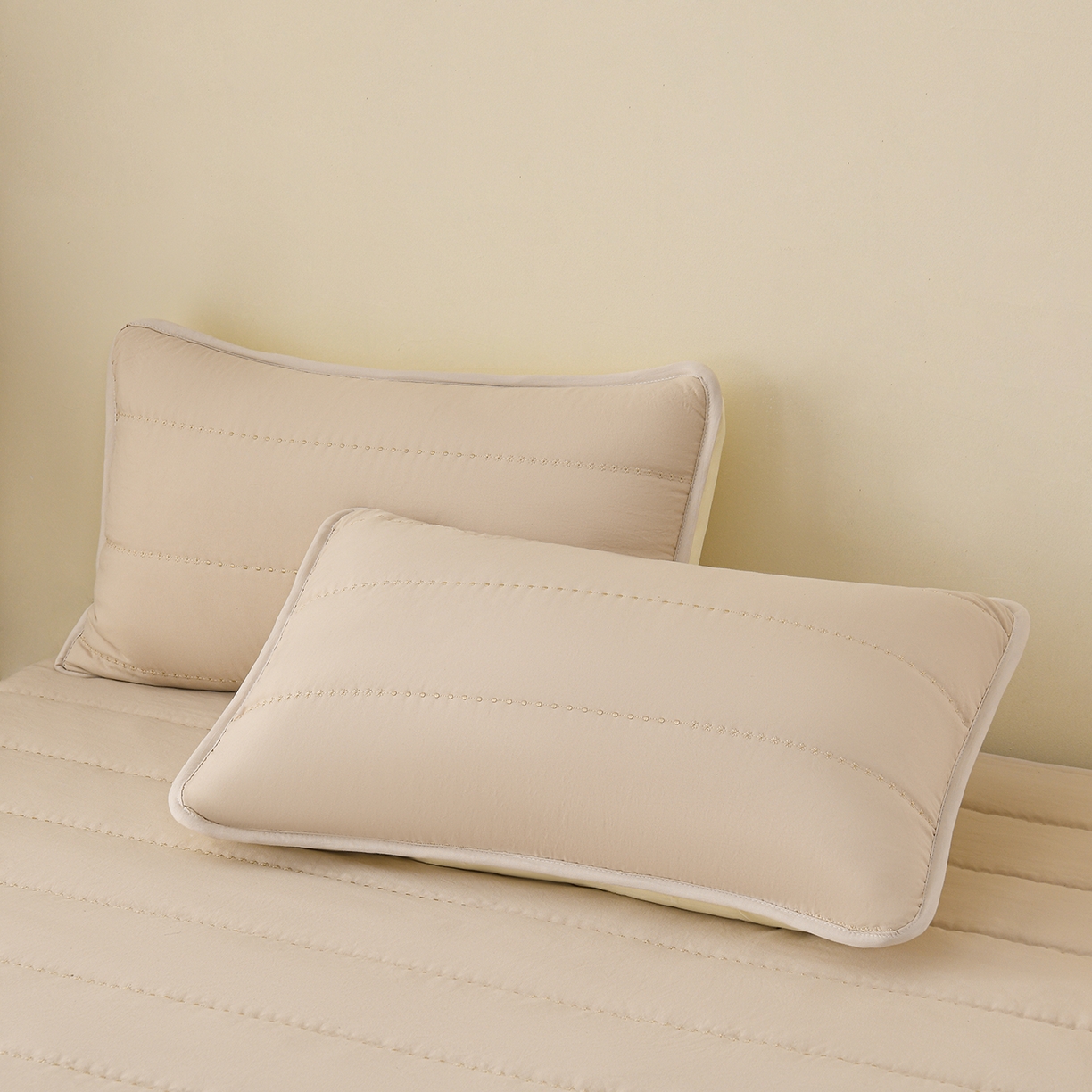 91家纺网 家纺一手货源 找家纺 推推家纺 2026新款水洗棉床盖夏被四件套 蝴蝶结-卡其