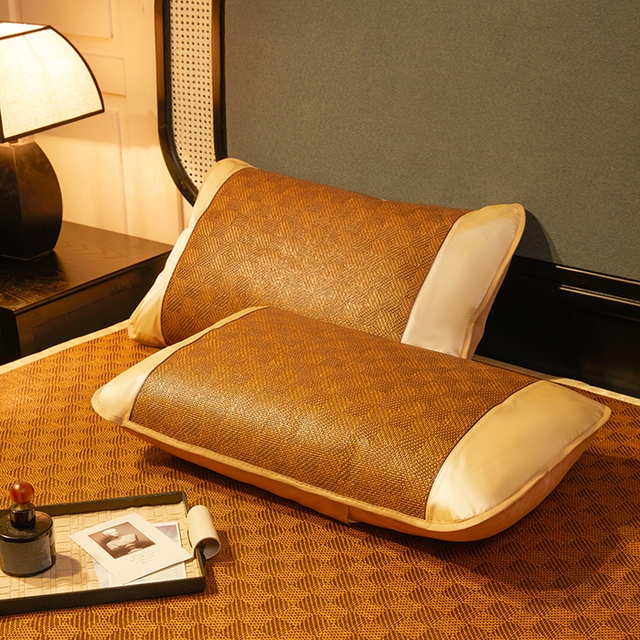 91家纺网 家纺一手货源 找家纺 大元 2026新款凉席刺绣艾草藤席 刺绣款-经典格