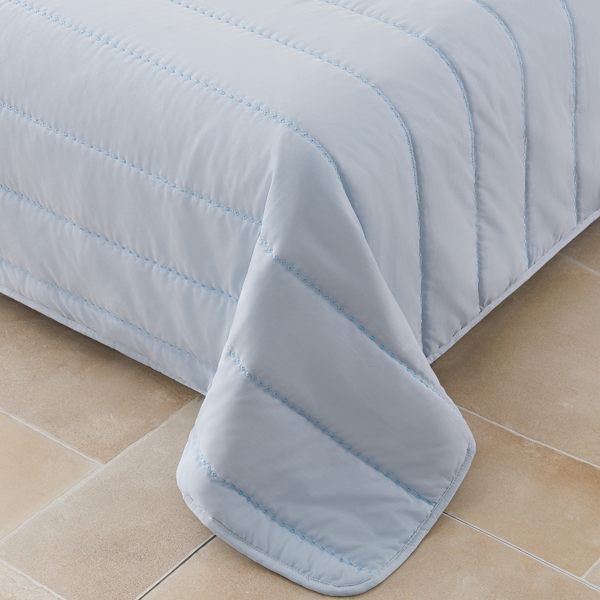 91家纺网 家纺一手货源 找家纺 推推家纺 2026新款水洗棉床盖夏被四件套 蝴蝶结-蓝色