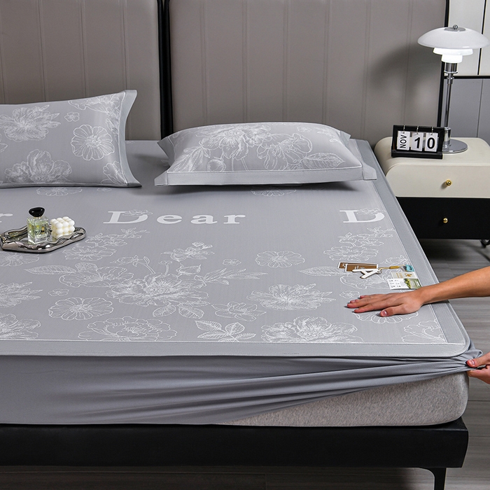 91家纺网 家纺一手货源 找家纺 （总）小牛席业 2026春夏新款【实拍风格】PE凉感凉席席子-轻奢赫本（床笠款）