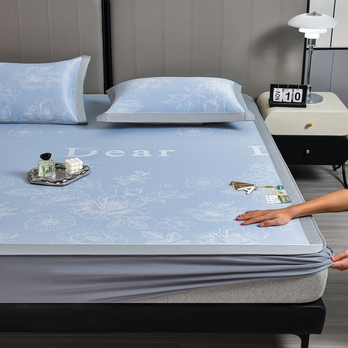 91家纺网 家纺一手货源 找家纺 （总）小牛席业 2026春夏新款【实拍风格】PE凉感凉席席子-轻奢赫本（床笠款）