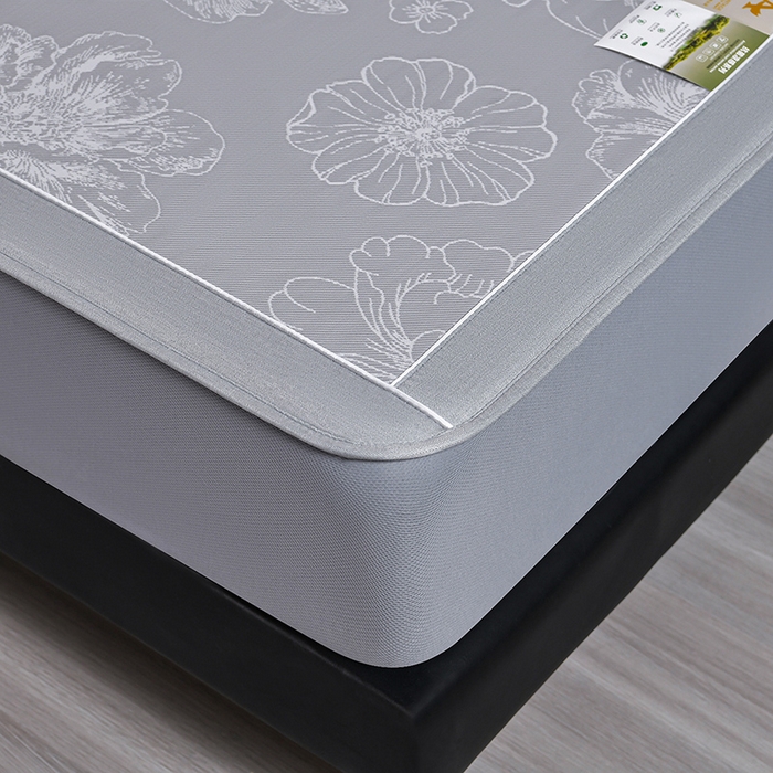 91家纺网 家纺一手货源 找家纺 小牛席业 2026春夏新款【实拍风格】PE凉感凉席席子-轻奢赫本（床笠款） 轻奢赫本-灰色