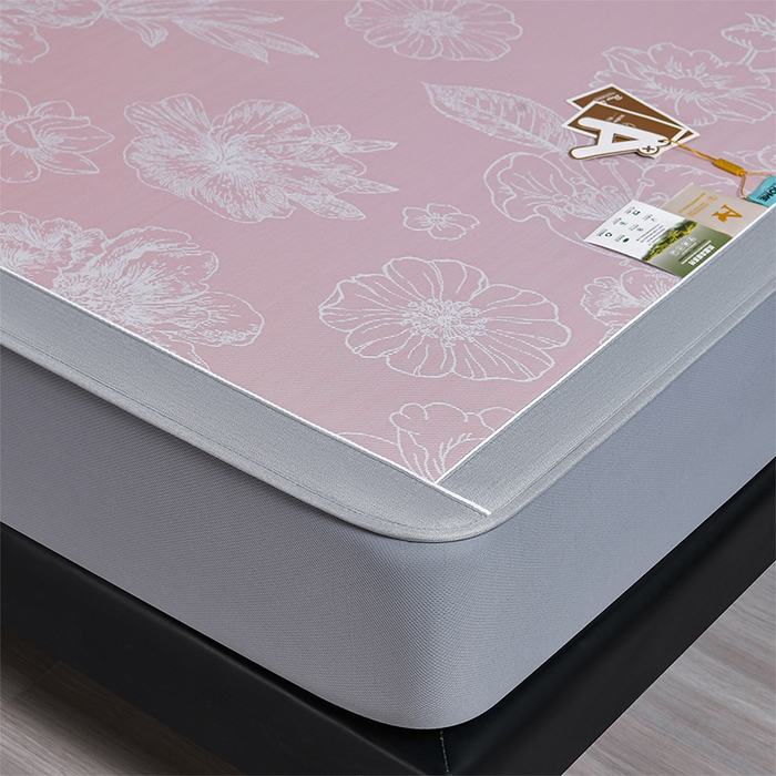 91家纺网 家纺一手货源 找家纺 小牛席业 2026春夏新款【实拍风格】PE凉感凉席席子-轻奢赫本（床笠款） 轻奢赫本-粉色