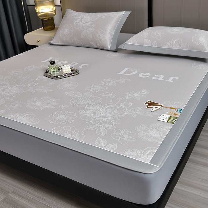 91家纺网 家纺一手货源 找家纺 小牛席业 2026春夏新款【实拍风格】PE凉感凉席席子-轻奢赫本（床笠款） 轻奢赫本-香槟