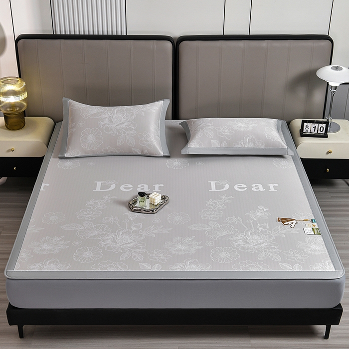 91家纺网 家纺一手货源 找家纺 小牛席业 2026春夏新款【实拍风格】PE凉感凉席席子-轻奢赫本（床笠款） 轻奢赫本-香槟