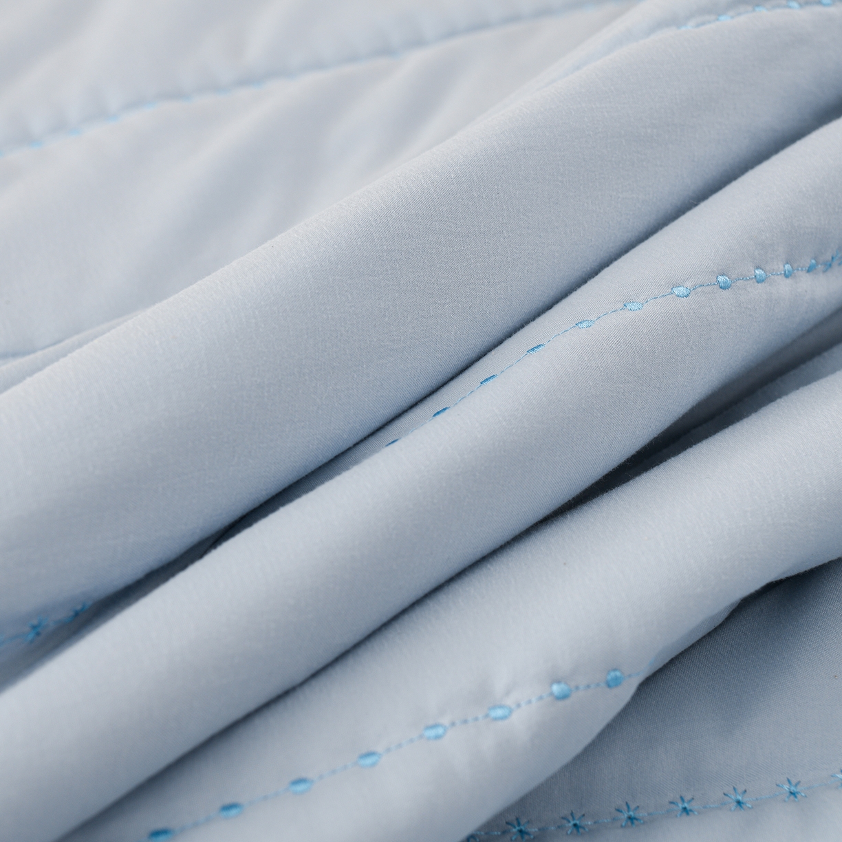 91家纺网 家纺一手货源 找家纺 推推家纺 2026新款水洗棉床盖夏被四件套 蝴蝶结-蓝色