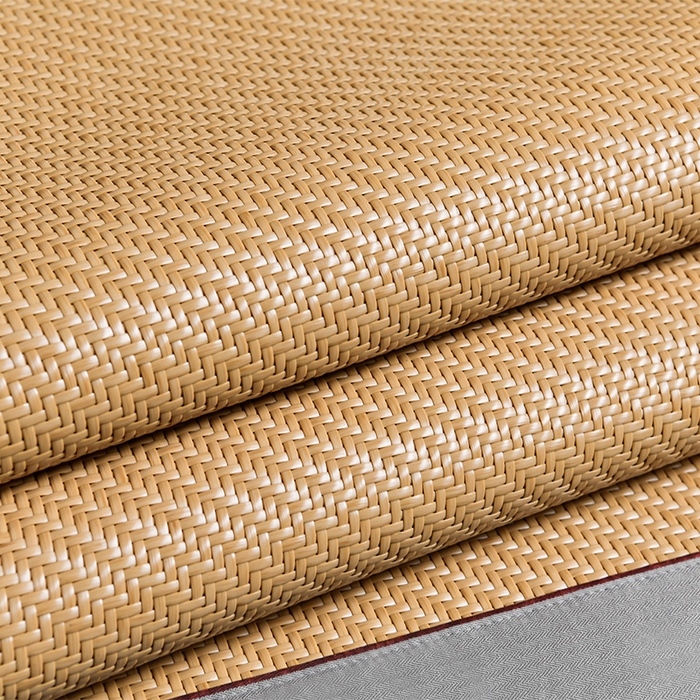 91家纺网 家纺一手货源 找家纺 小牛席业 2026春夏新款PE冷感霸王藤系列凉席席子（熊猫刺绣款） 熊猫刺绣款-黄色