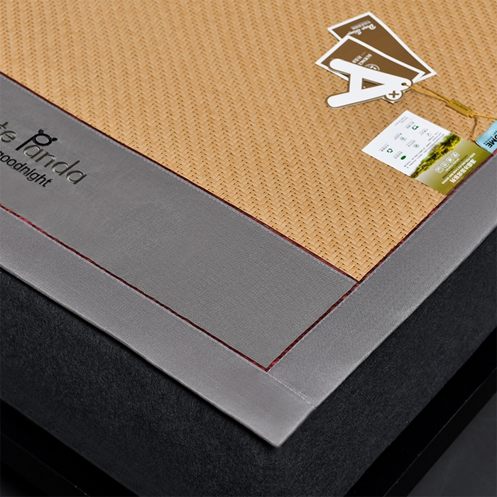 91家纺网 家纺一手货源 找家纺 小牛席业 2026春夏新款PE冷感霸王藤系列凉席席子（熊猫刺绣款） 熊猫刺绣款-黄色