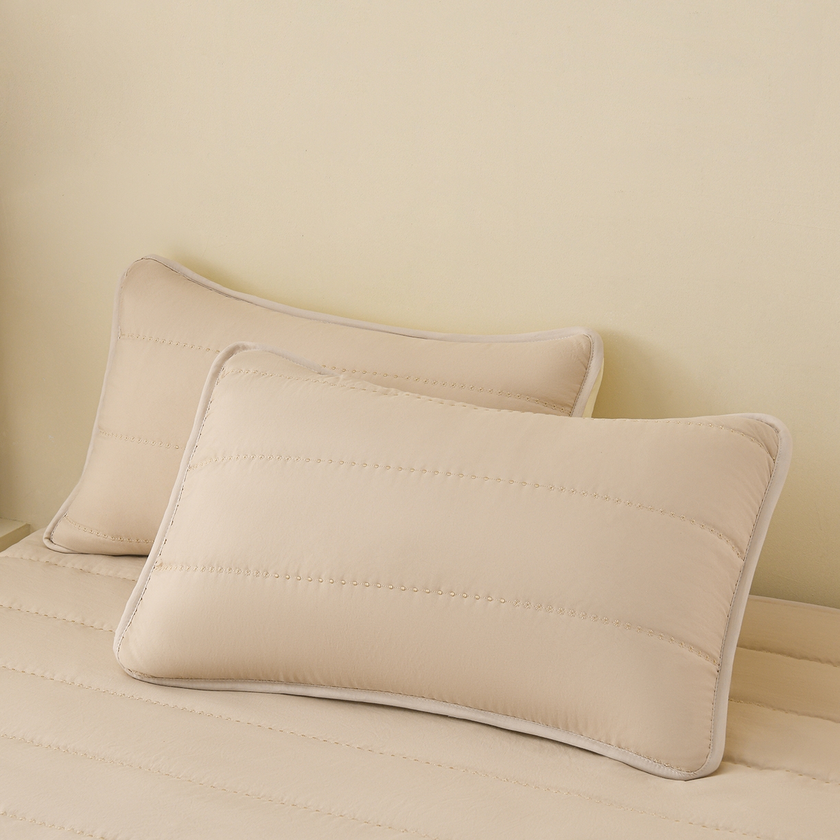 91家纺网 家纺一手货源 找家纺 推推家纺 2026新款水洗棉床盖夏被四件套 蝴蝶-卡其