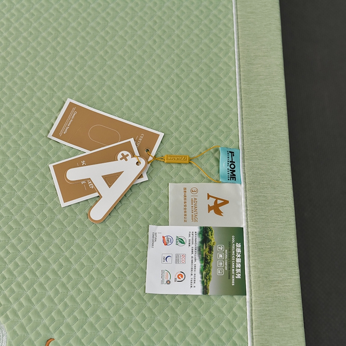 91家纺网 家纺一手货源 找家纺 小牛席业 2026春夏新款天鹅刺绣冷感豆豆席凉席席子系列 天鹅刺绣冷感豆豆席（绿色）