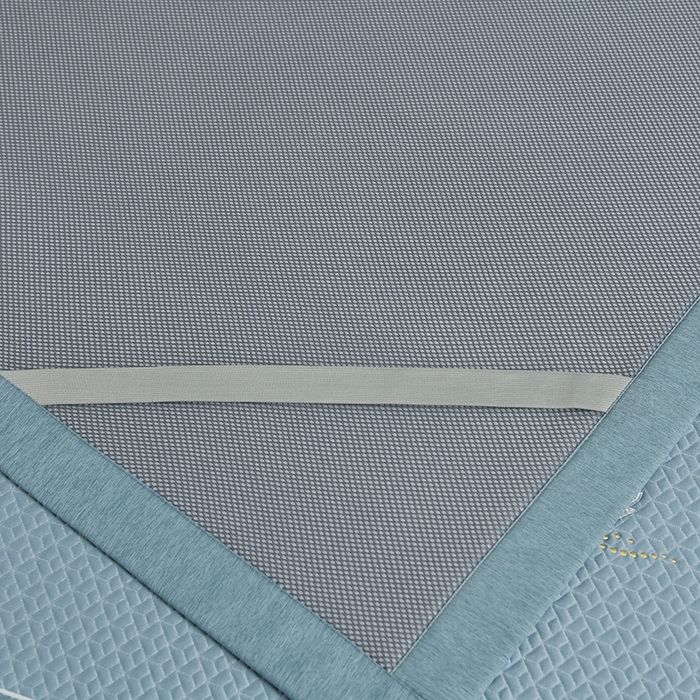 91家纺网 家纺一手货源 找家纺 小牛席业 2026春夏新款天鹅刺绣冷感豆豆席凉席席子系列 天鹅刺绣冷感豆豆席（蓝色）