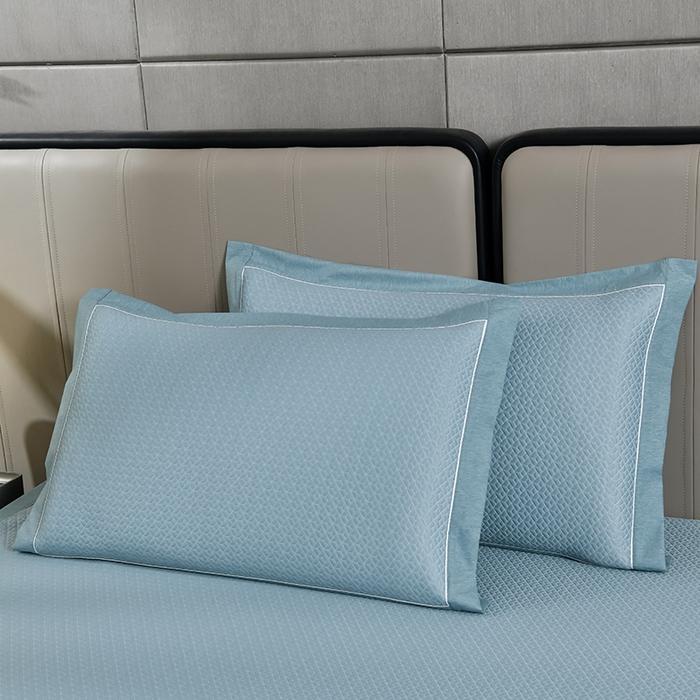 91家纺网 家纺一手货源 找家纺 小牛席业 2026春夏新款天鹅刺绣冷感豆豆席凉席席子系列 天鹅刺绣冷感豆豆席（蓝色）