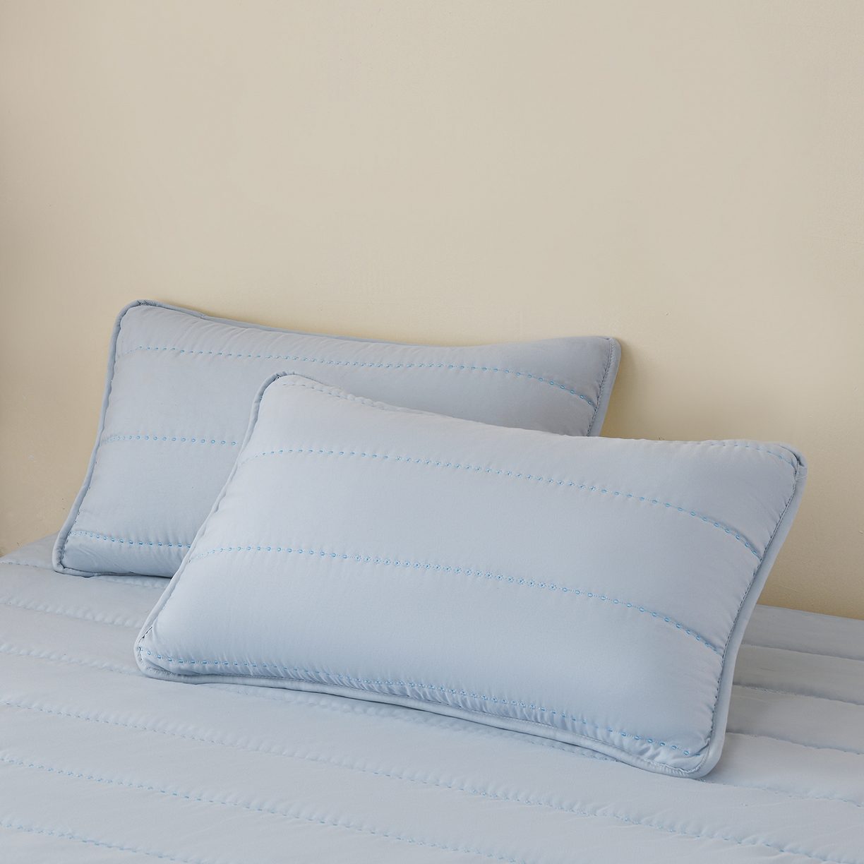 91家纺网 家纺一手货源 找家纺 推推家纺 2026新款水洗棉床盖夏被四件套 蝴蝶-蓝色