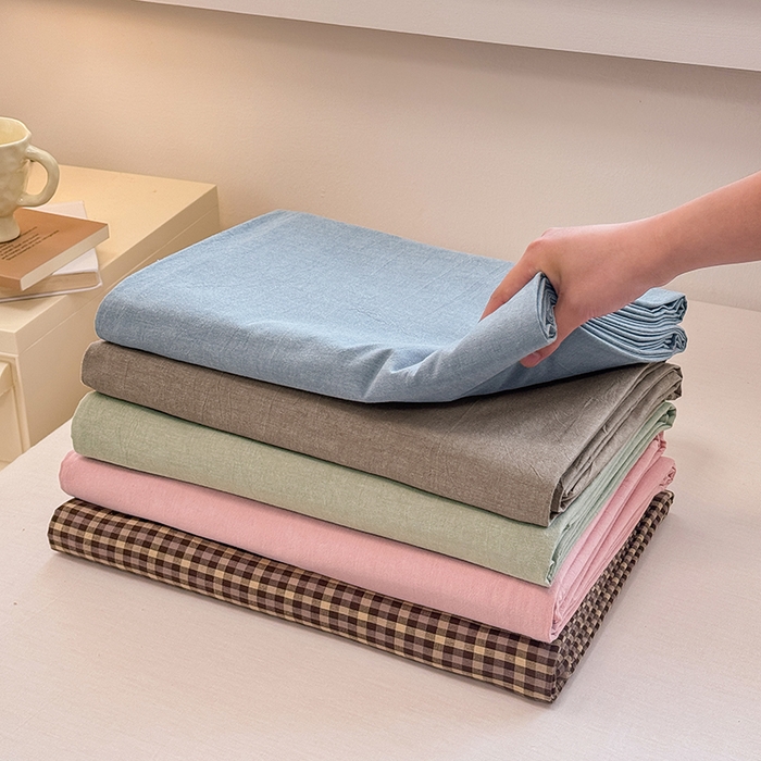 91家纺网 家纺一手货源 找家纺 （总）梦依依 2026新款全棉色织水洗棉拉链款单品床单