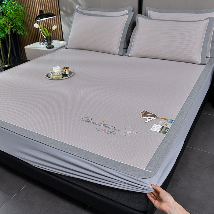 91家纺网 家纺一手货源 找家纺 （总）小牛席业 2026春夏新款天鹅冷感豆豆席系列凉席席子-（床笠款）