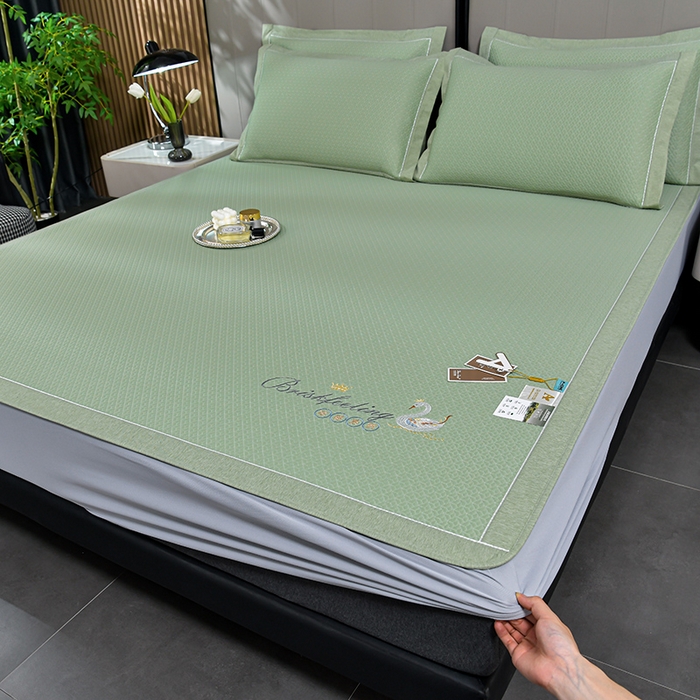 小牛席业 2026春夏新款天鹅冷感豆豆席系列凉席席子-（床笠款） 天鹅冷感豆豆席系列-（床笠款）绿色