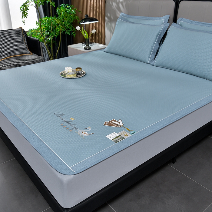 91家纺网 家纺一手货源 找家纺 小牛席业 2026春夏新款天鹅冷感豆豆席系列凉席席子-（床笠款） 天鹅冷感豆豆席系列-（床笠款）蓝色