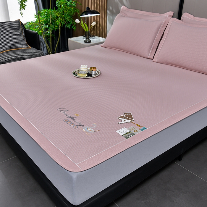 91家纺网 家纺一手货源 找家纺 小牛席业 2026春夏新款天鹅冷感豆豆席系列凉席席子-（床笠款） 天鹅冷感豆豆席系列-（床笠款）粉色