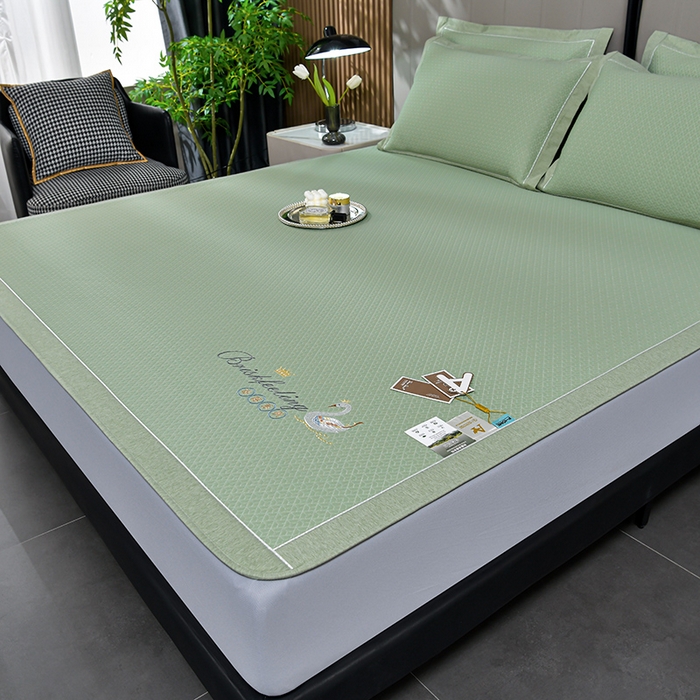 91家纺网 家纺一手货源 找家纺 小牛席业 2026春夏新款天鹅冷感豆豆席系列凉席席子-（床笠款） 天鹅冷感豆豆席系列-（床笠款）绿色