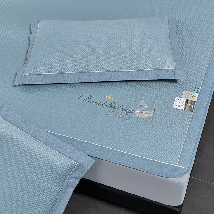 91家纺网 家纺一手货源 找家纺 小牛席业 2026春夏新款天鹅冷感豆豆席系列凉席席子-（床笠款） 天鹅冷感豆豆席系列-（床笠款）蓝色