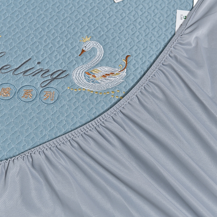 91家纺网 家纺一手货源 找家纺 小牛席业 2026春夏新款天鹅冷感豆豆席系列凉席席子-（床笠款） 天鹅冷感豆豆席系列-（床笠款）蓝色