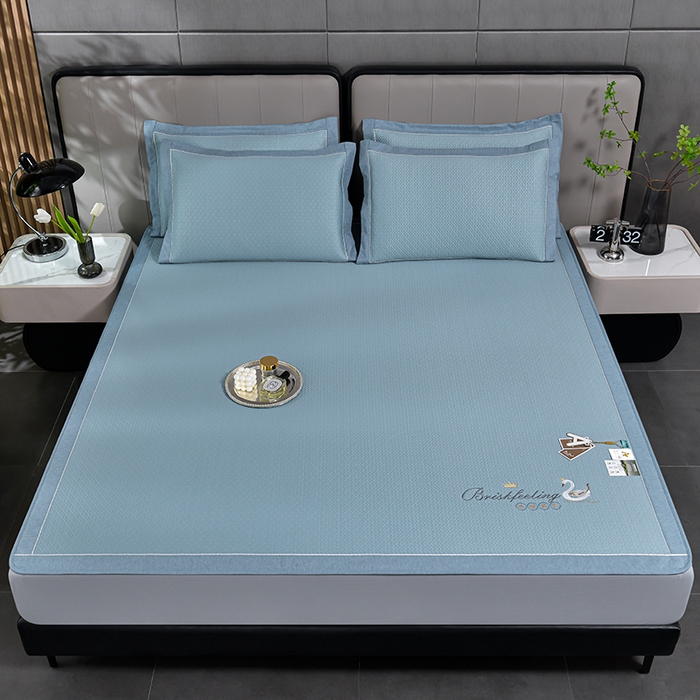 91家纺网 家纺一手货源 找家纺 小牛席业 2026春夏新款天鹅冷感豆豆席系列凉席席子-（床笠款） 天鹅冷感豆豆席系列-（床笠款）蓝色