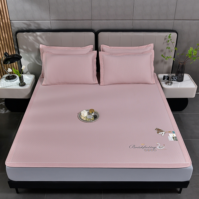 91家纺网 家纺一手货源 找家纺 小牛席业 2026春夏新款天鹅冷感豆豆席系列凉席席子-（床笠款） 天鹅冷感豆豆席系列-（床笠款）粉色