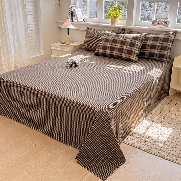 91家纺网 家纺一手货源 找家纺 （总）梦依依 2026新款全棉色织水洗棉拉链款单品床单