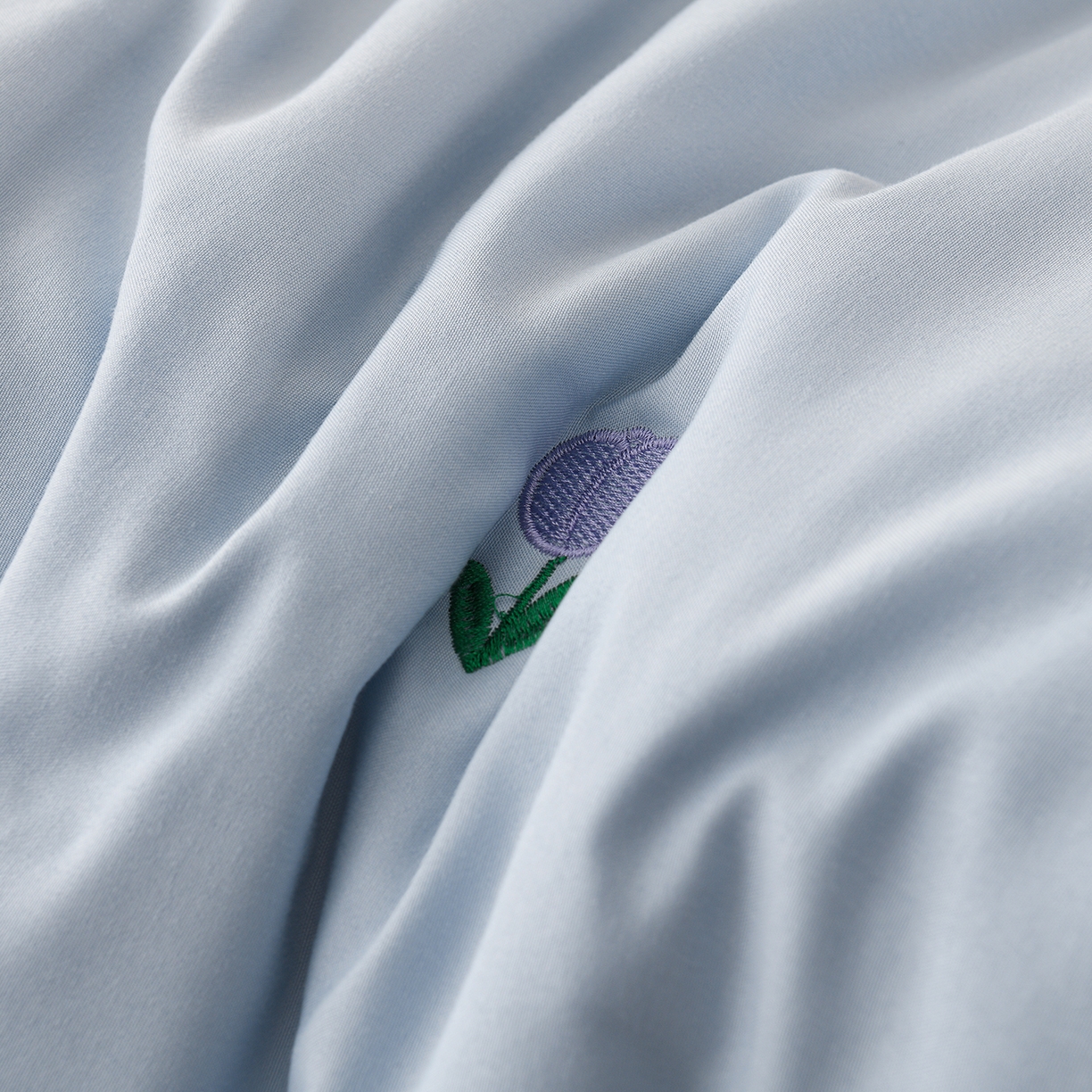 91家纺网 家纺一手货源 找家纺 推推家纺 2026新款水洗棉床盖夏被四件套 郁金香-蓝色