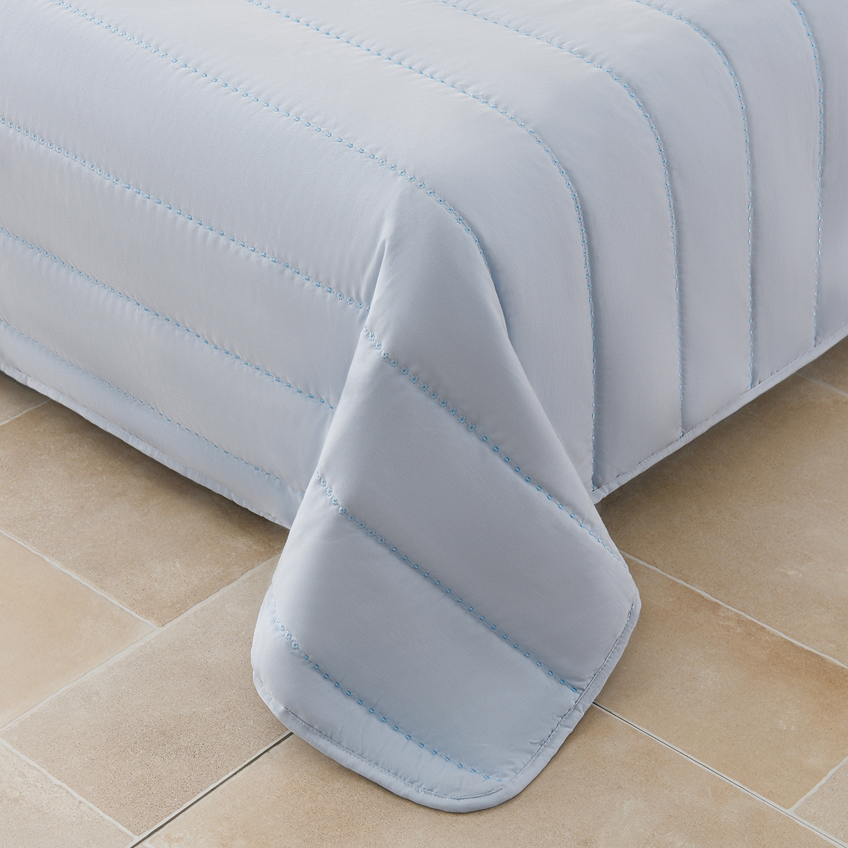 91家纺网 家纺一手货源 找家纺 推推家纺 2026新款水洗棉床盖夏被四件套 郁金香-蓝色