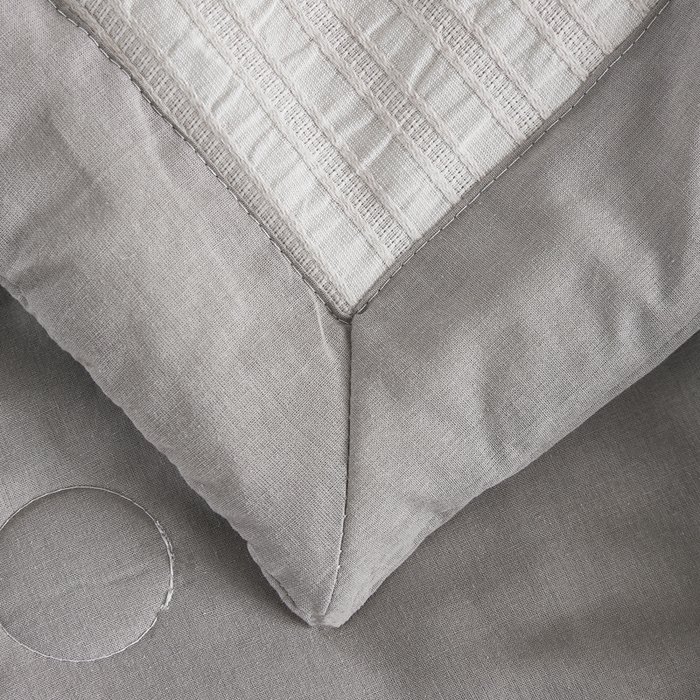 91家纺网 家纺一手货源 找家纺 鸣升家纺 2026新款A类全棉水洗棉条纹提花大豆纤维夏被四件套空调被 条纹提花灰