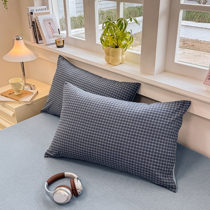 91家纺网 家纺一手货源 找家纺 （总）梦依依 2026新款全棉色织水洗棉拉链款单品枕套